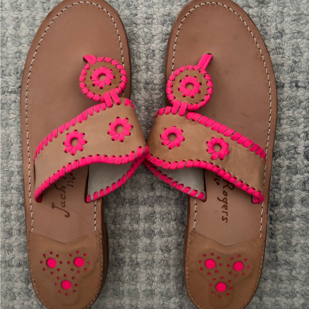 Jack Rogers Women's Tan and Pink Sandals